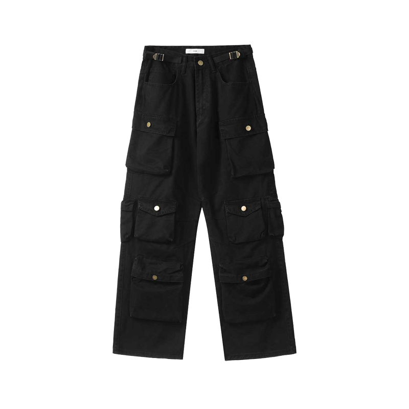Black Multi-Pocket Cargo Jeans