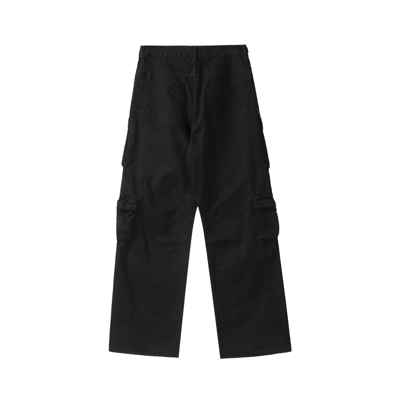 Black Multi-Pocket Cargo Jeans