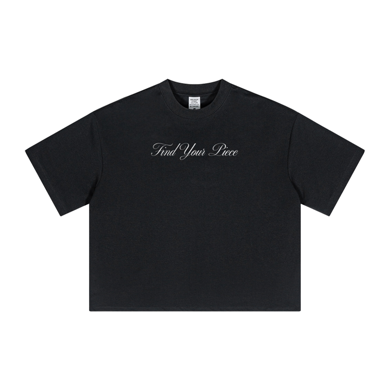 Cropped Cursive Tee Black