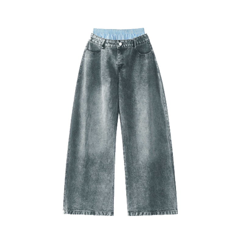 Double Waist Y2K Jeans Blue