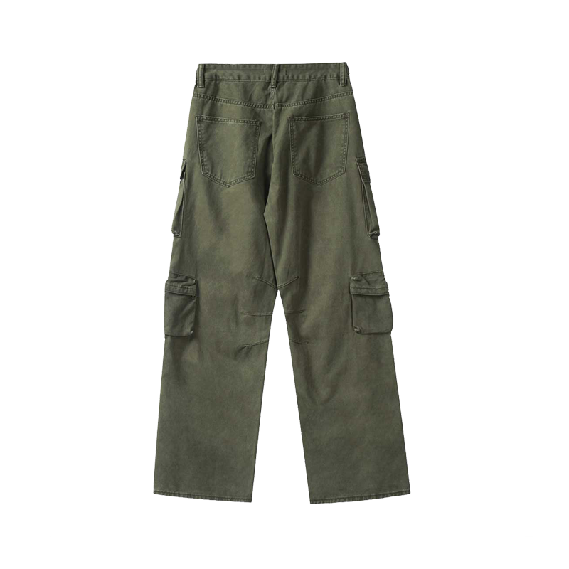 Olive Multi-Pocket Cargo Jeans