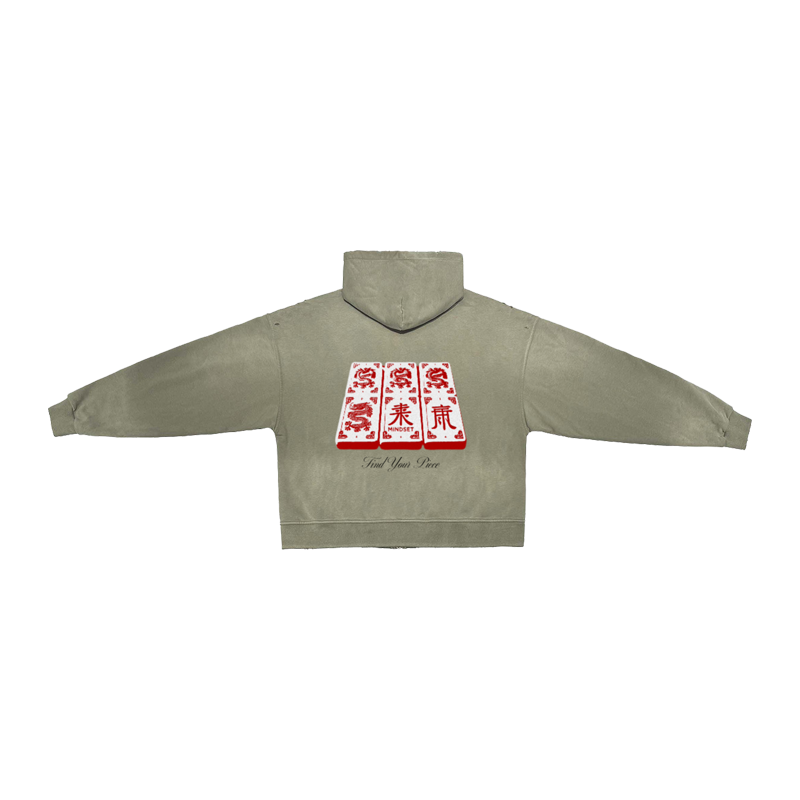 Mindset Olive Frayed Zip-up