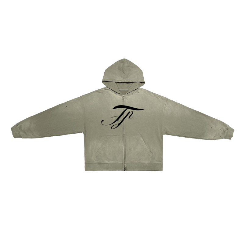 Mindset Olive Frayed Zip-up