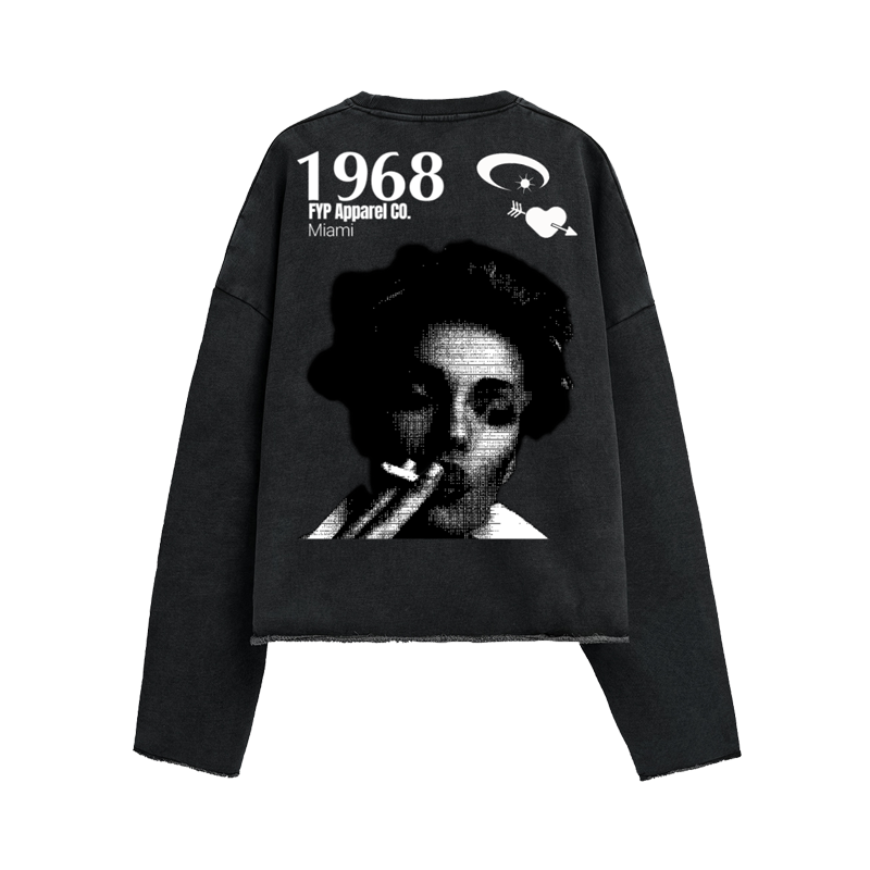 Raw Cropped Sweatshirt Black