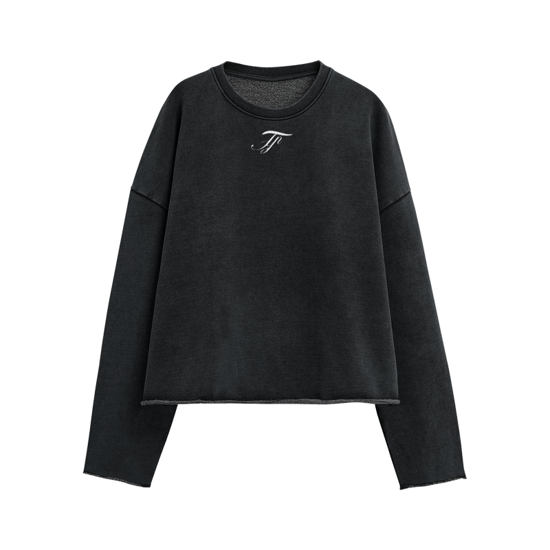 Raw Cropped Sweatshirt Black