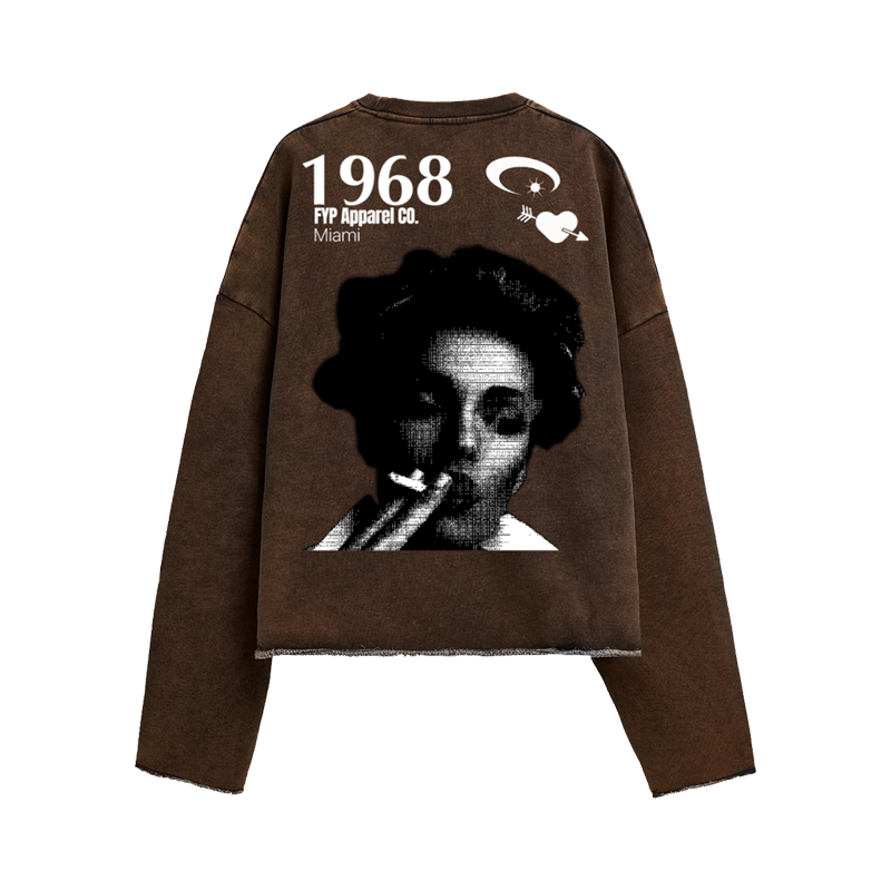 Raw Cropped Sweatshirt Brown