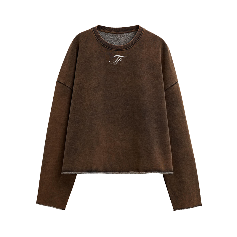 Raw Cropped Sweatshirt Brown