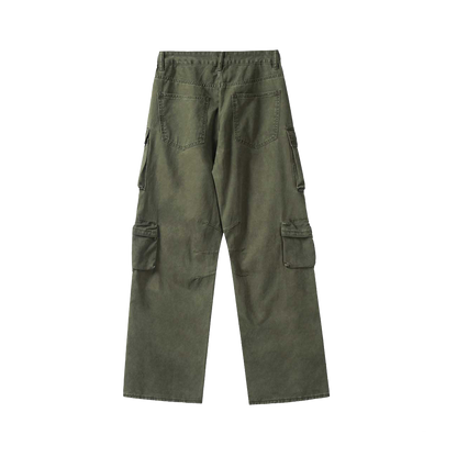 Olive Multi-Pocket Cargo Jeans